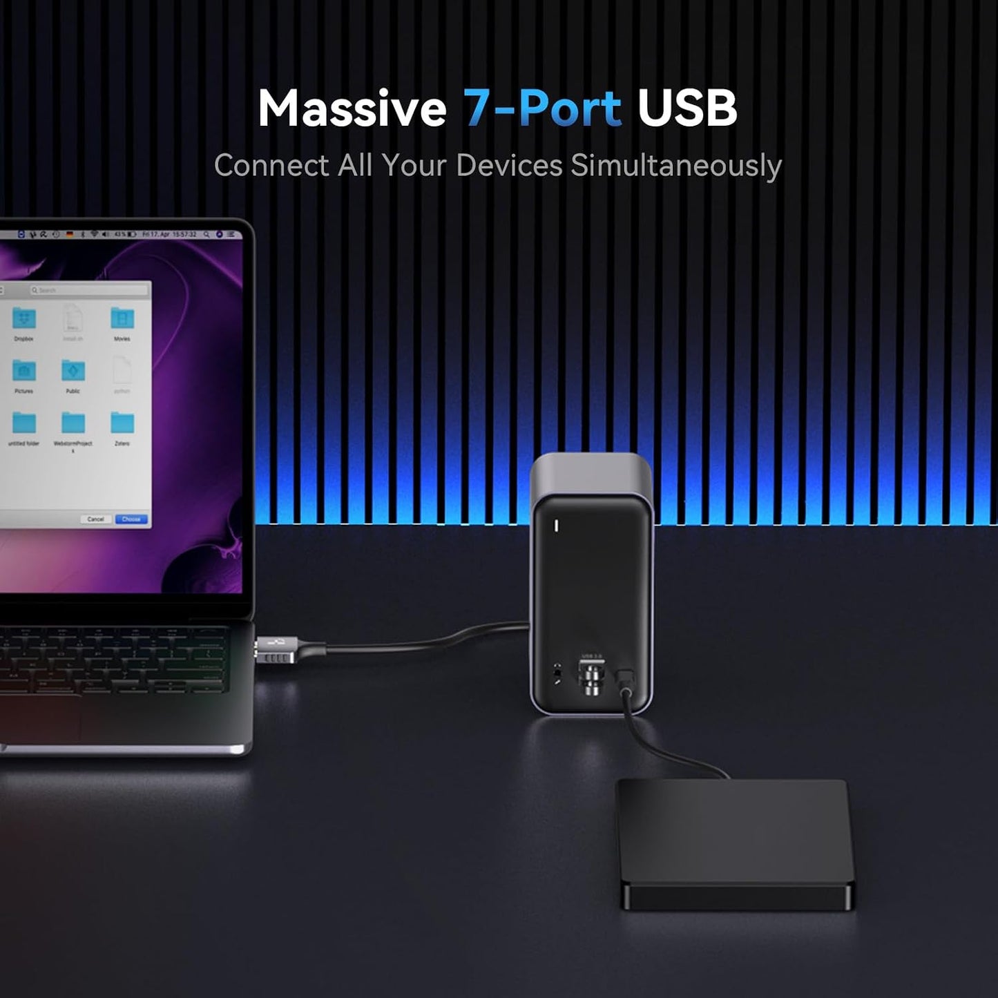 TobenONE 16-in-2 MacBook Docking Station Dual 4K@60Hz, 7 USB, 2 HDMI | 100W PD Fast Charging, Gigabit Ethernet,Plug-and-Play, for Creative Professionals &Remote Workers/MacBook Owners (2016-2026)