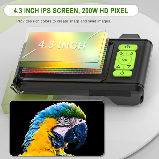 Dual Lens Borescope with Light, 1080P Industrial Endoscope Inspection Camera, 7.9mm IP67 Waterproof, Sewer Camera with 4.3" IPS Screen,8 LED Lights,16.5FT Semi-Rigid Cable.