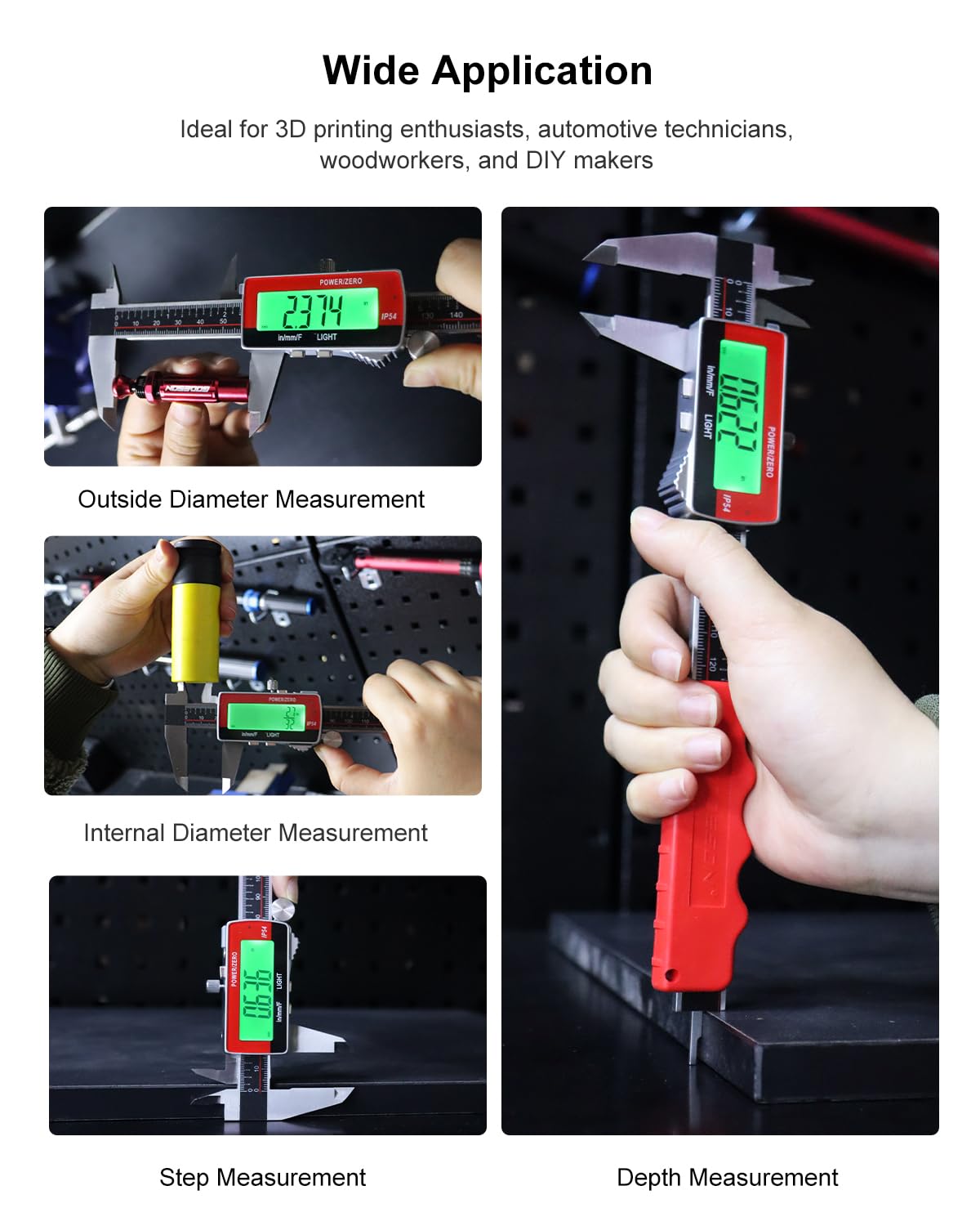 GODSEON 6" Digital Caliper, USB-C Rechargeable Backlight LCD ±0.001" Accuracy, Inch/mm/Fraction Units 5 Modes Auto-Off, Stainless Steel Calipers for DIYers Woodworkers Jewelers, 3D Printing