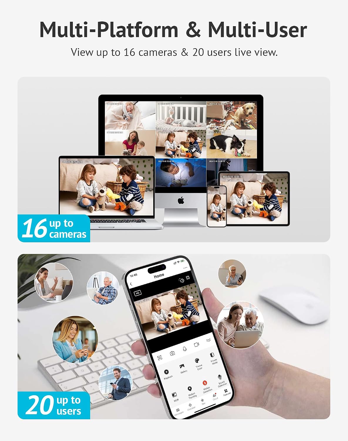 LaView 4MP 2K Cameras for Home Security Indoor, 5G& 2.4GHz Home Security Camera for Baby/Elder/Pet/Nanny,Baby Cam Starlight Sensor Color Night Vision,US Cloud Service,Works with Alexa iOS & Android