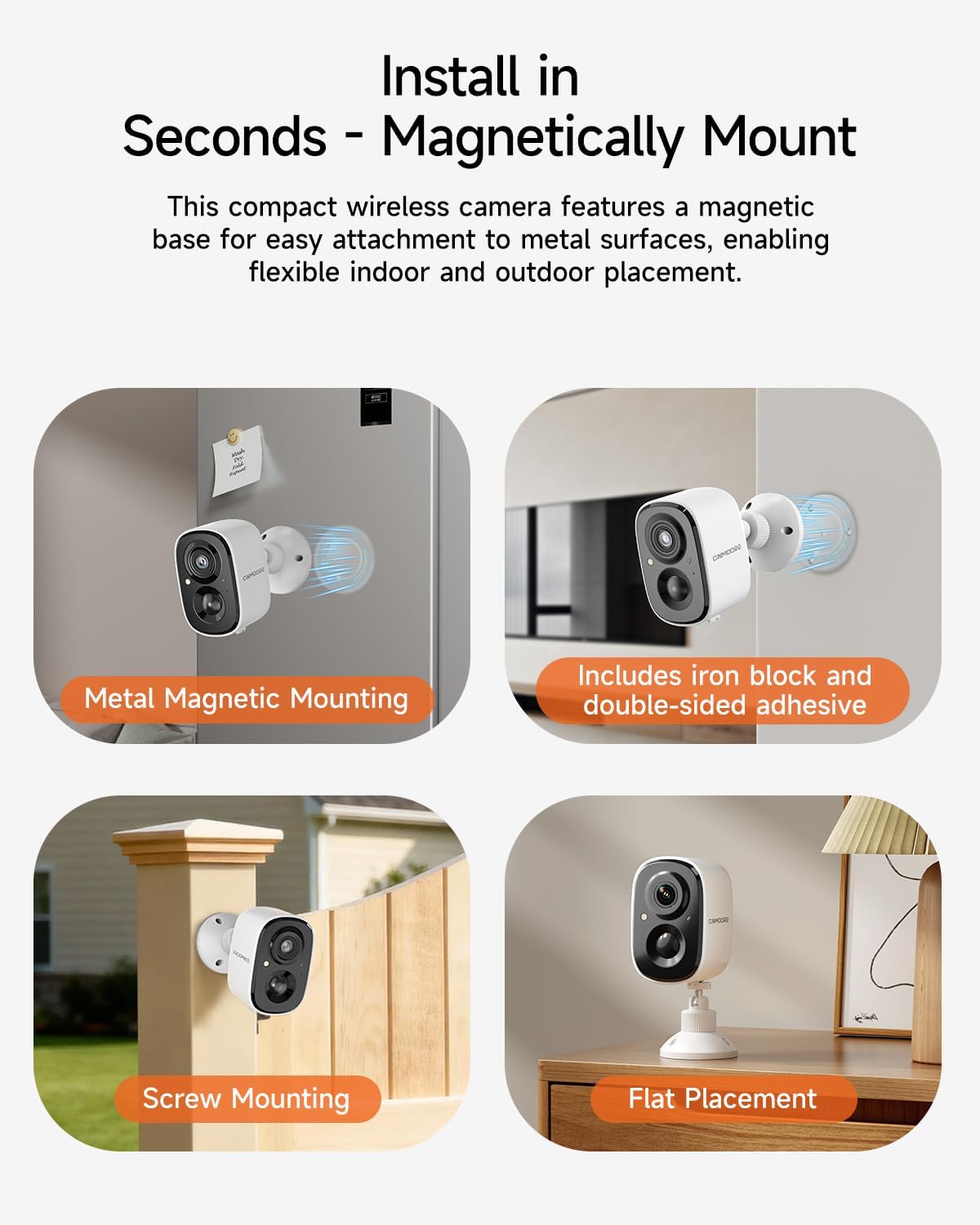 2 Pack 2.5K Security Camera Wireless Outdoor, 2.4G WiFi Battery Powered Outdoor Camera, Magnetic Mount Cameras for Home Security, Color Night Vision, Spotlight, Siren Alarm, 2-Way Talk