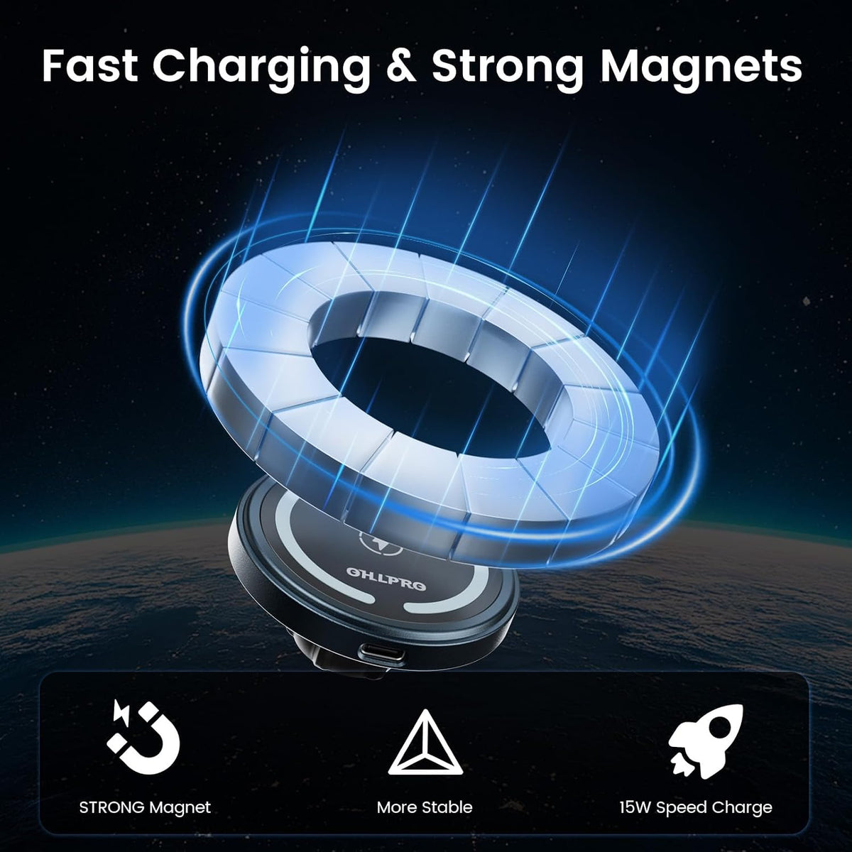 OHLPRO 15W Magsafe Car Mount Charger for iPhone 17, Fast Wireless Charging Magnetic CD Slot Holder with 3M Adhesive Base for Dashboard, Aluminum Shell, Compatible with iPhone 16 15 14 Series, Gray