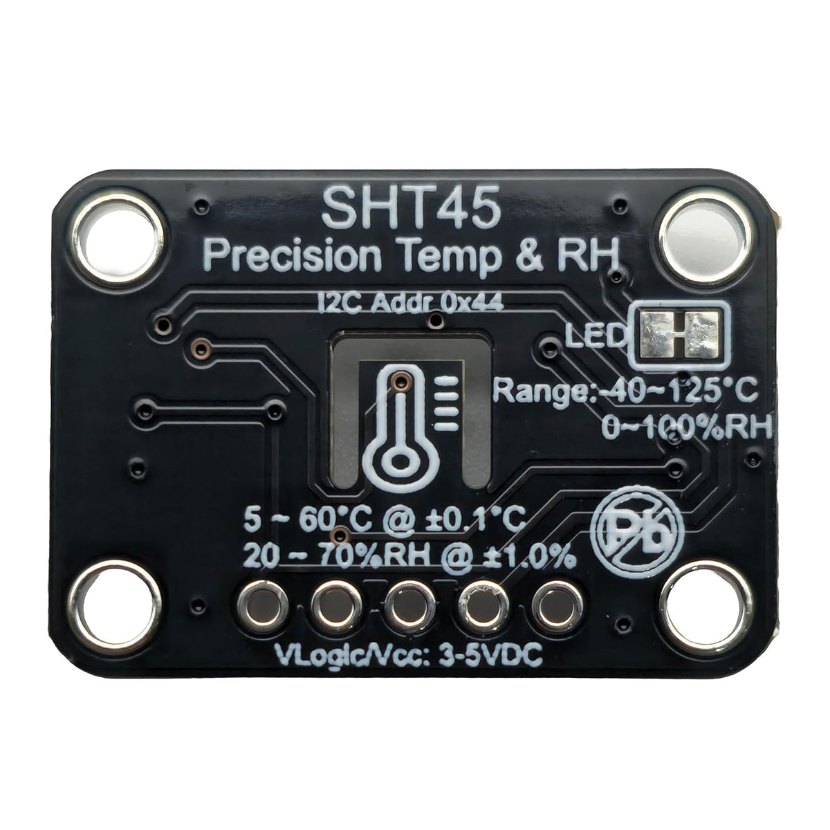 2PCS SHT45 PTFE Membrane Precision Temperature Humidity Sensor Module, 0.1°C Precision, I2C Interface,Temp/RH, Breakout Board for Arduino ESP32