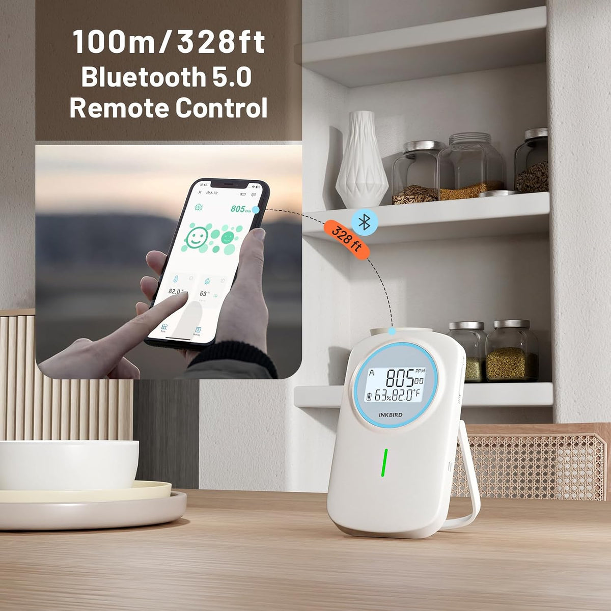 INKBIRD Smart Air Quality Monitor Ndir CO2 Monitor Bluetooth with App