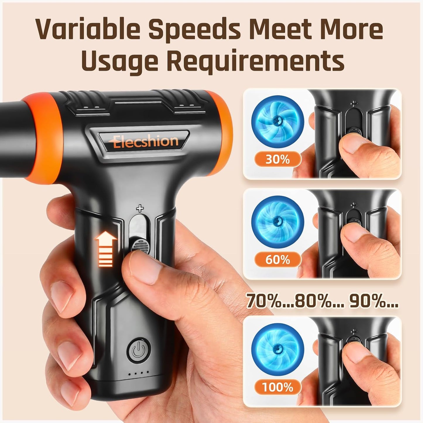 Compressed Air Duster - Electric Air Duster, 50 mph 110000RPM Super Power | Cordless Canned Air Dust Blower for PC/Computer/Blaster/Keyboard/Home, Mini/Variable Speed/Quick Dusting