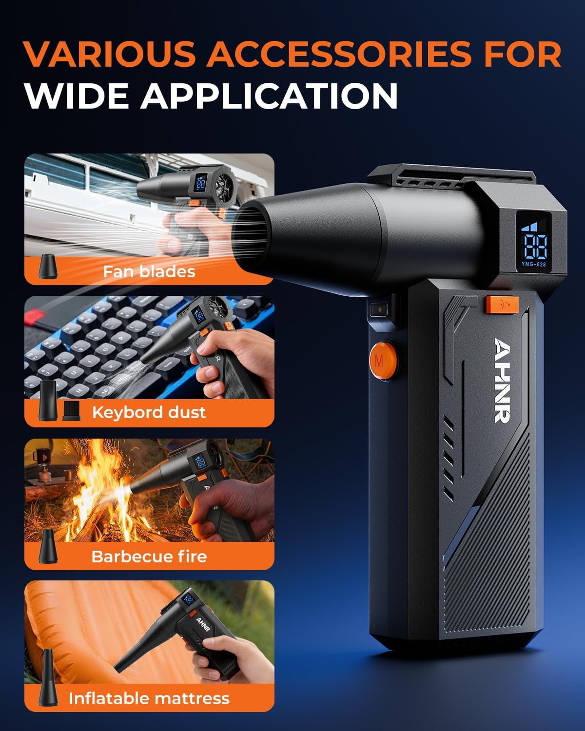 Compressed Air Duster, 160,000RPM Electric Air Duster Blower for PC | 3-Gear Adjustable Mini Air Duster Rechargeable with Brushless Motor, Dust Blower for Computer, Keyboard, Home, Outdoor & Car