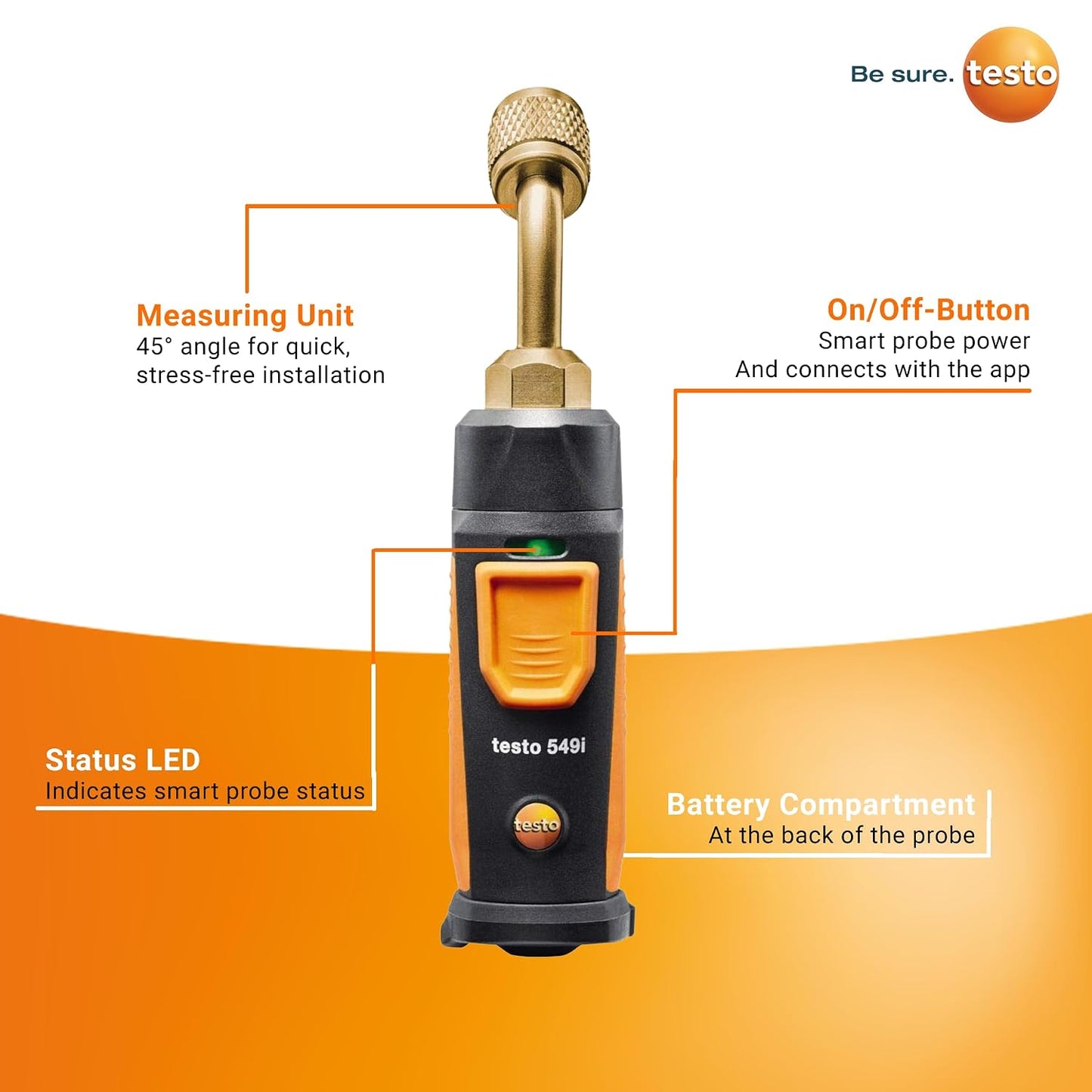 testo Smart Probe Kit - HVAC/R Test & Load Set for Air Conditioning, Refrigeration & Heating System - with 2X 115i Clamp Meter, 2X 549i High Pressure Gauge, 2X 605i Thermohygrometer – with Bluetooth