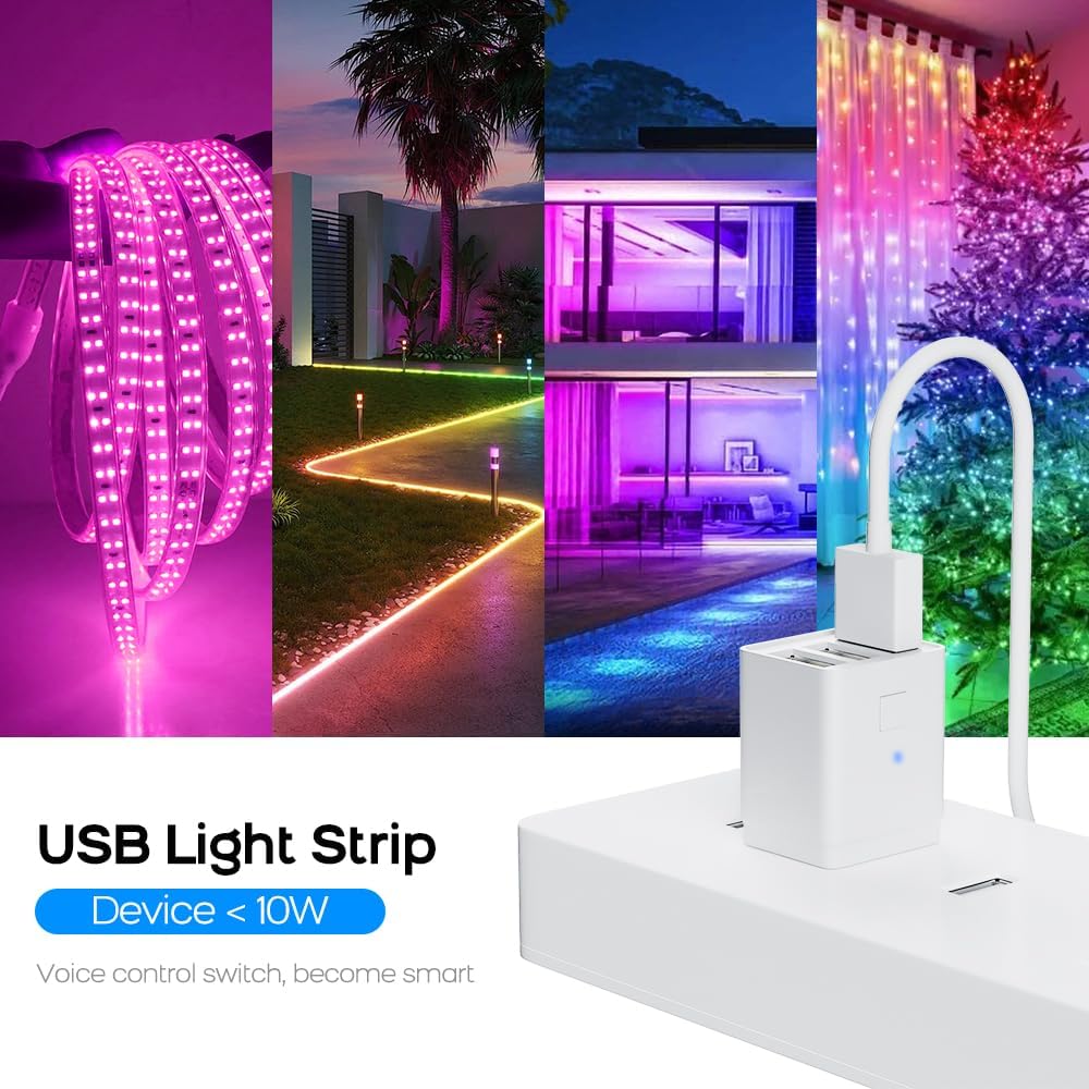 WiFi Smart USB Adapter Compatible with Alexa, Voice & APP Remote Control, Schedule & Timer,for Fan,Lamp,Phone (3 CH)