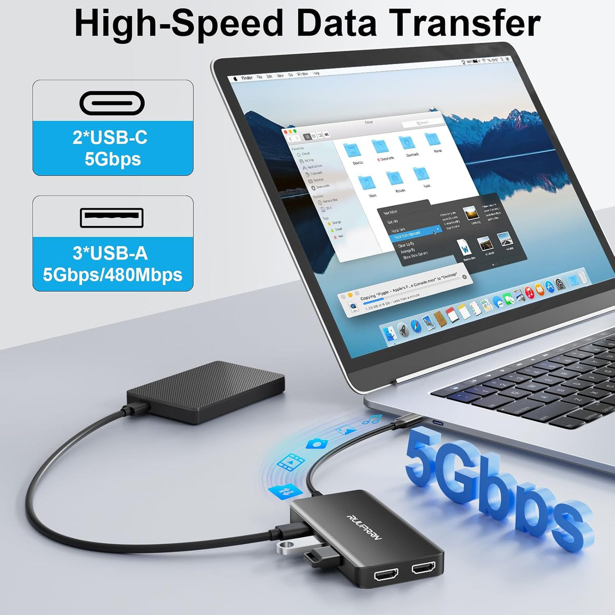 10 in 1 Laptop Docking Station Dual Monitor for Laptop, 4K USB C Hub Dock