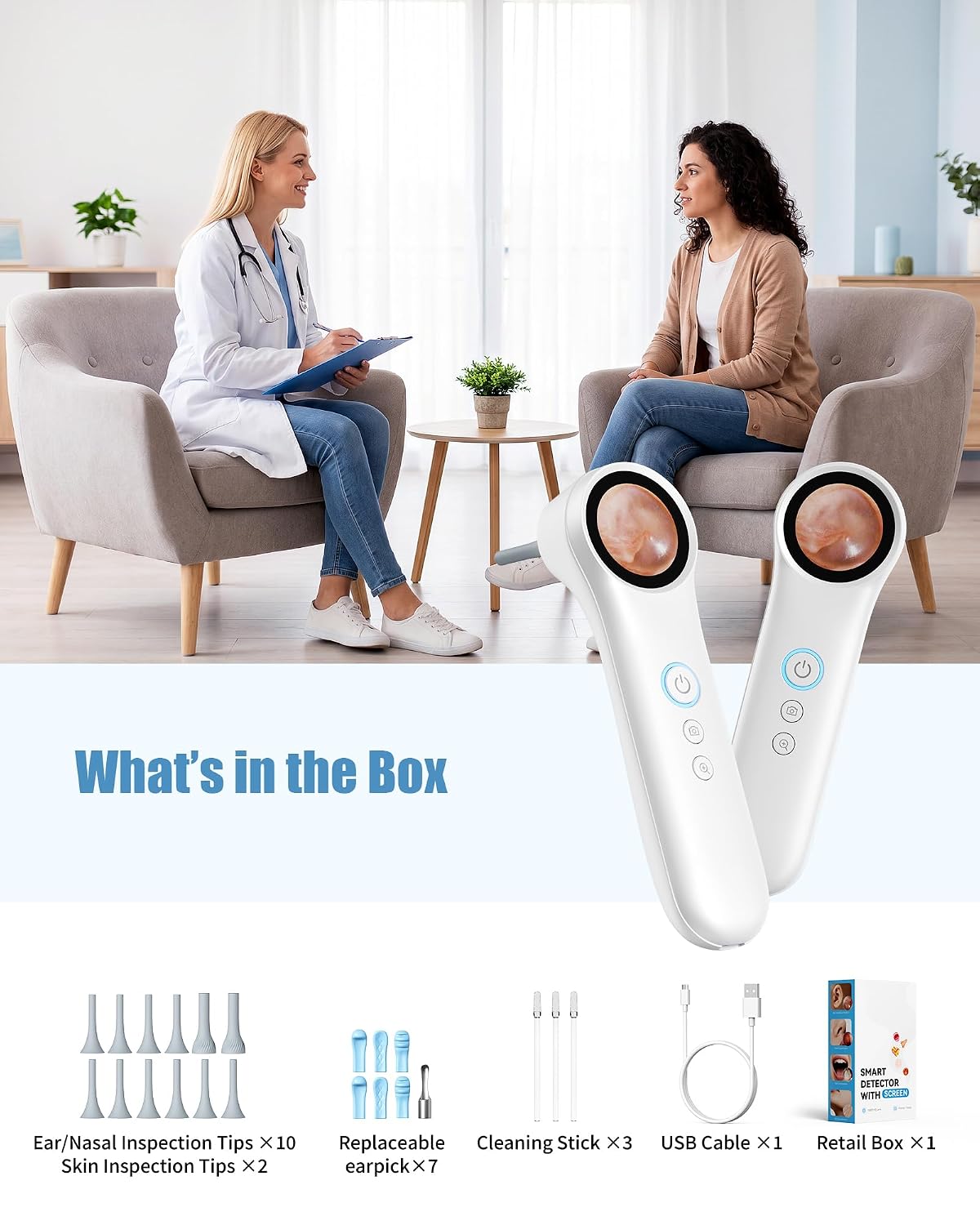 Otoscope Ear Camera with Light, Ear Wax Removal Camera for Adults Kids | 1080P HD Ear Camera with 1.21" Screen, 4 LED Lights and Adjustable Camera for Clear Real-Time Ear Inspection