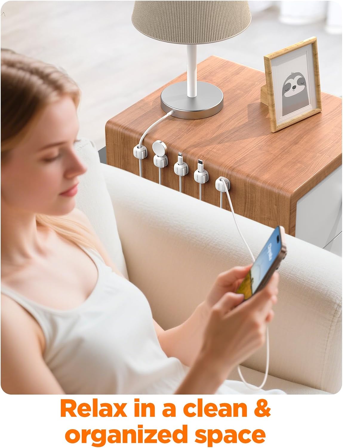 6Pack Cord Organizer, Spring Cable Clips [1s Lock] Cord Holder for Nightstand Car Home Office Desk Accessories Cubicle Decor for Women Men Guys Girls College Dorm Room Essentials Cute School Supplies