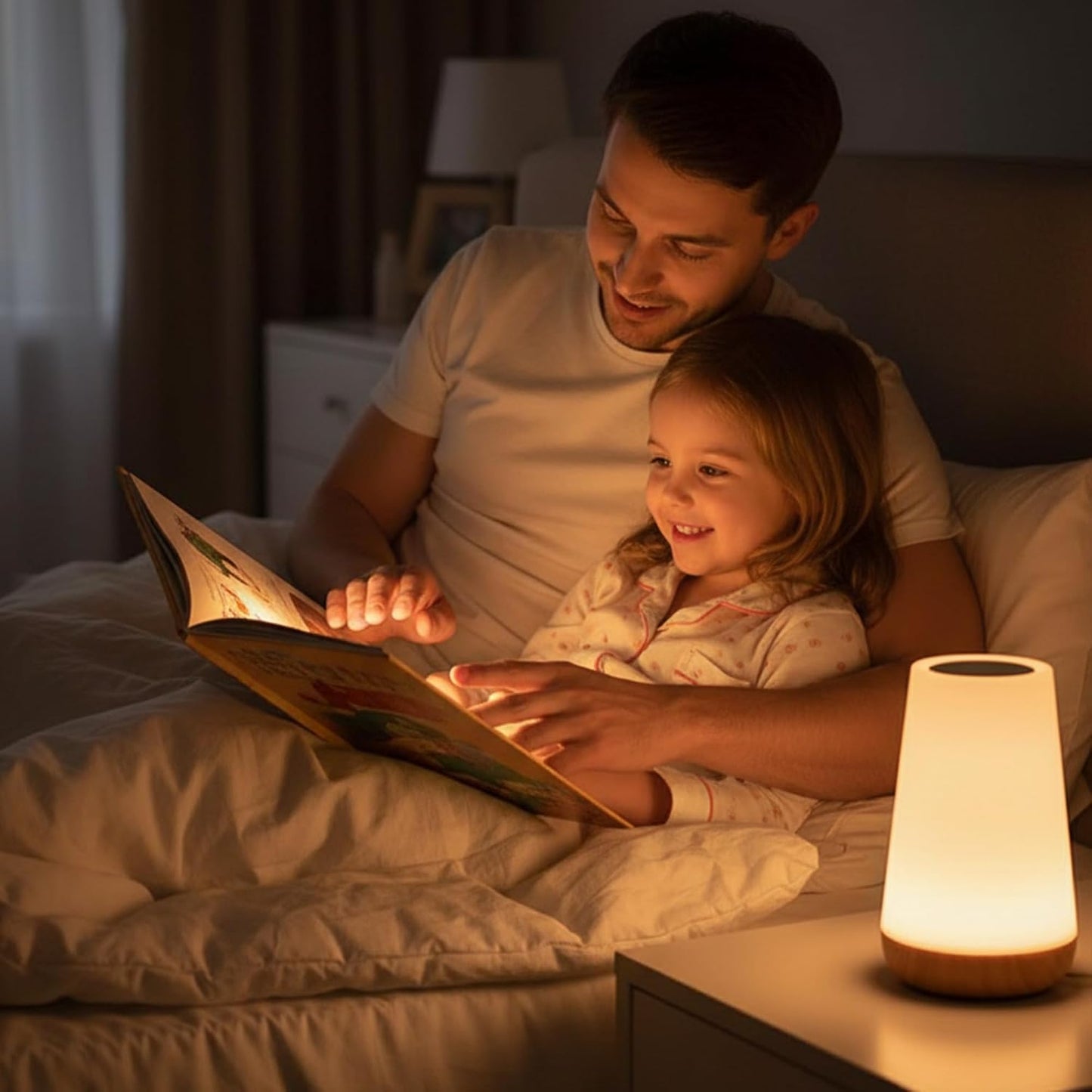 Kids Touch Night Light for Nursery: Rechargeable RGB Nightstand Lamp