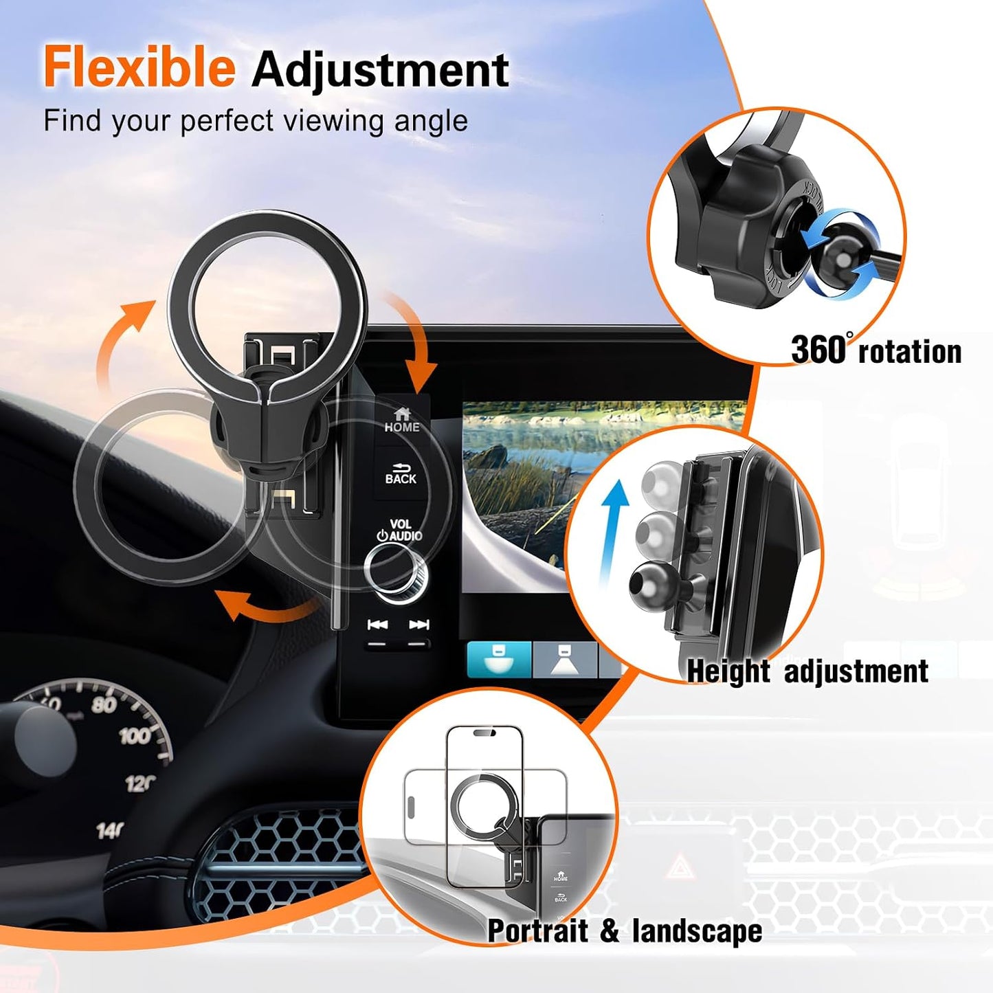 pop-tech Car Phone Holder for Honda CR-V HR-V 2023 2024 2025 2026: for MagSafe Magnetic Cell Phone Mount for HRV CRV Accessories 7/9 inch Screen - Touchscreen Cradles Strong Magnets for iPhone Samsung