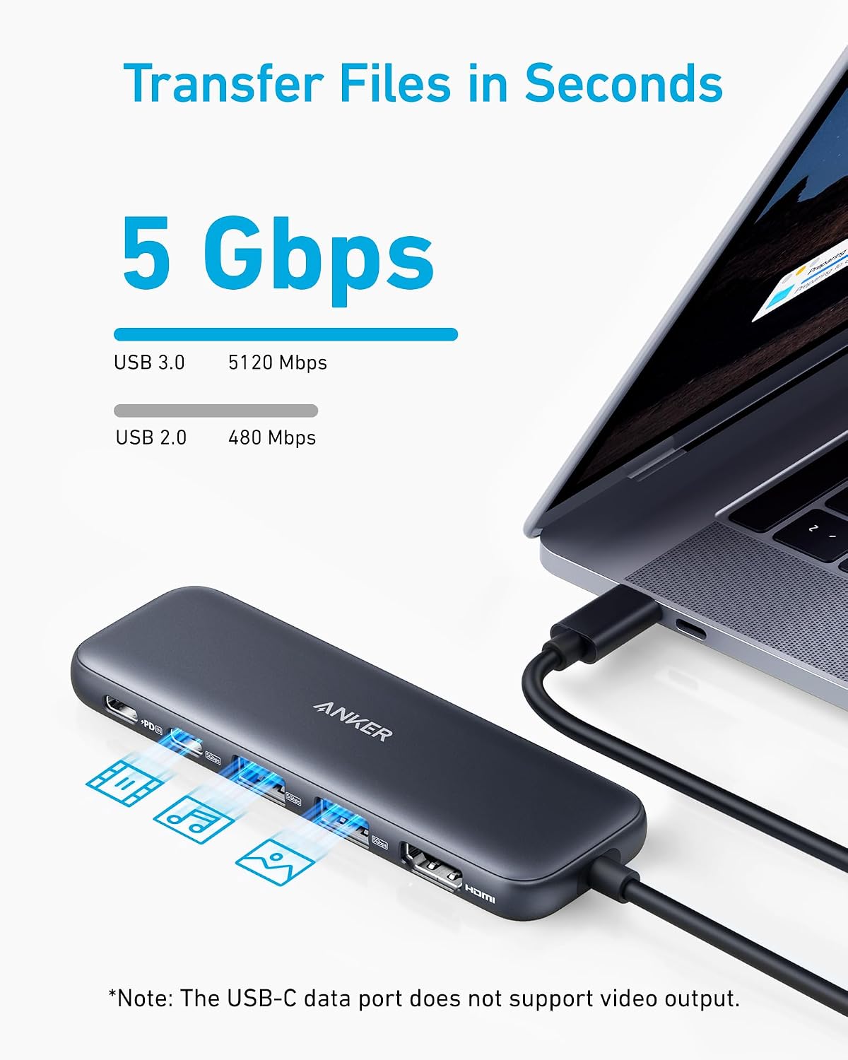 Anker USB C Hub, 5-in-1 USBC to HDMI Splitter with 4K Display | 85W Max PD, 1 Powered USB-C 5Gbps & 2 Powered USB-A 3.0 5Gbps Data Ports, for MacBook Pro, MacBook Air, Dell and More (Black)