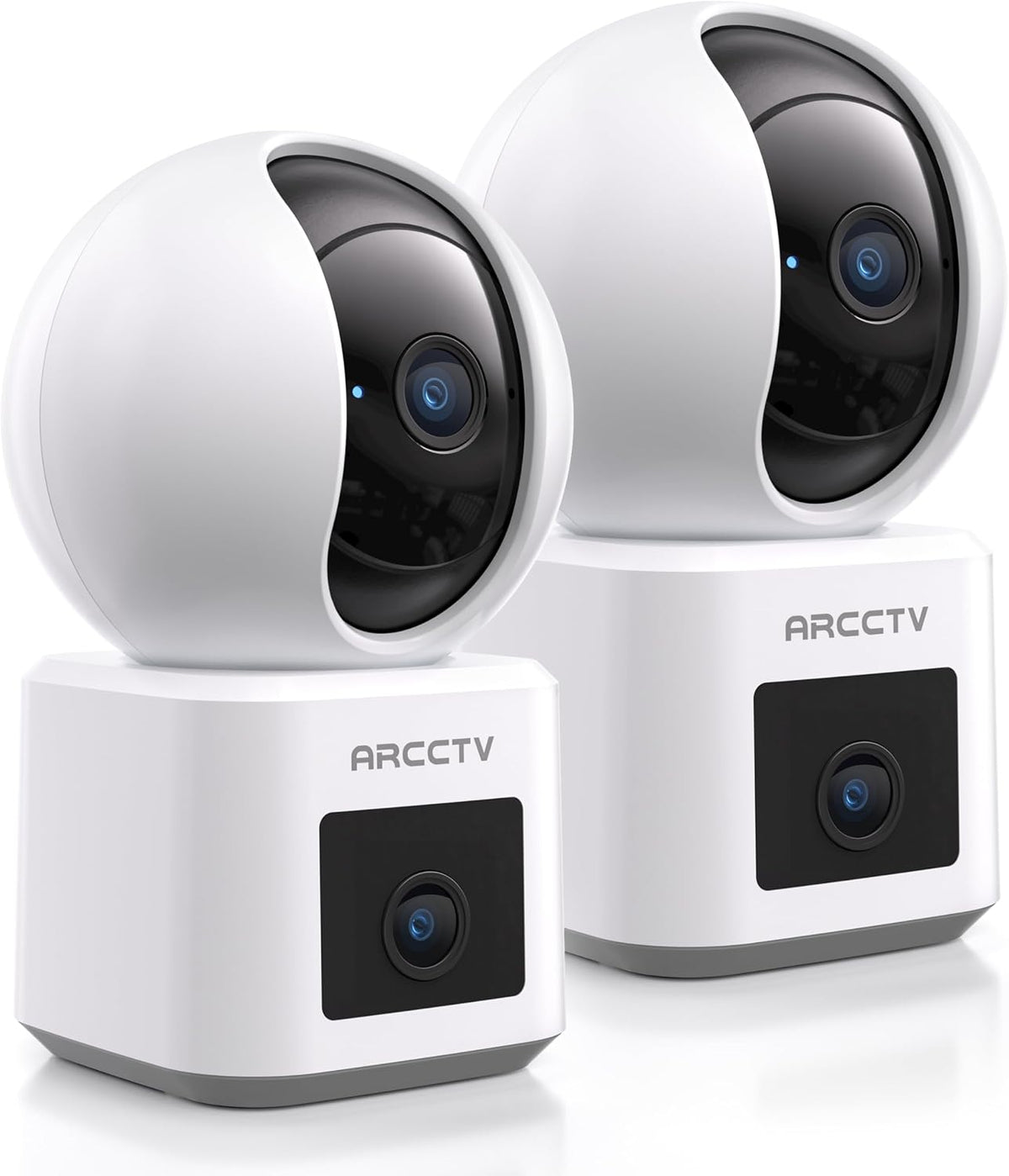 ARCCTV Dual Lens Indoor Security Camera 2 Pack, 2.5K HD Pet Camera