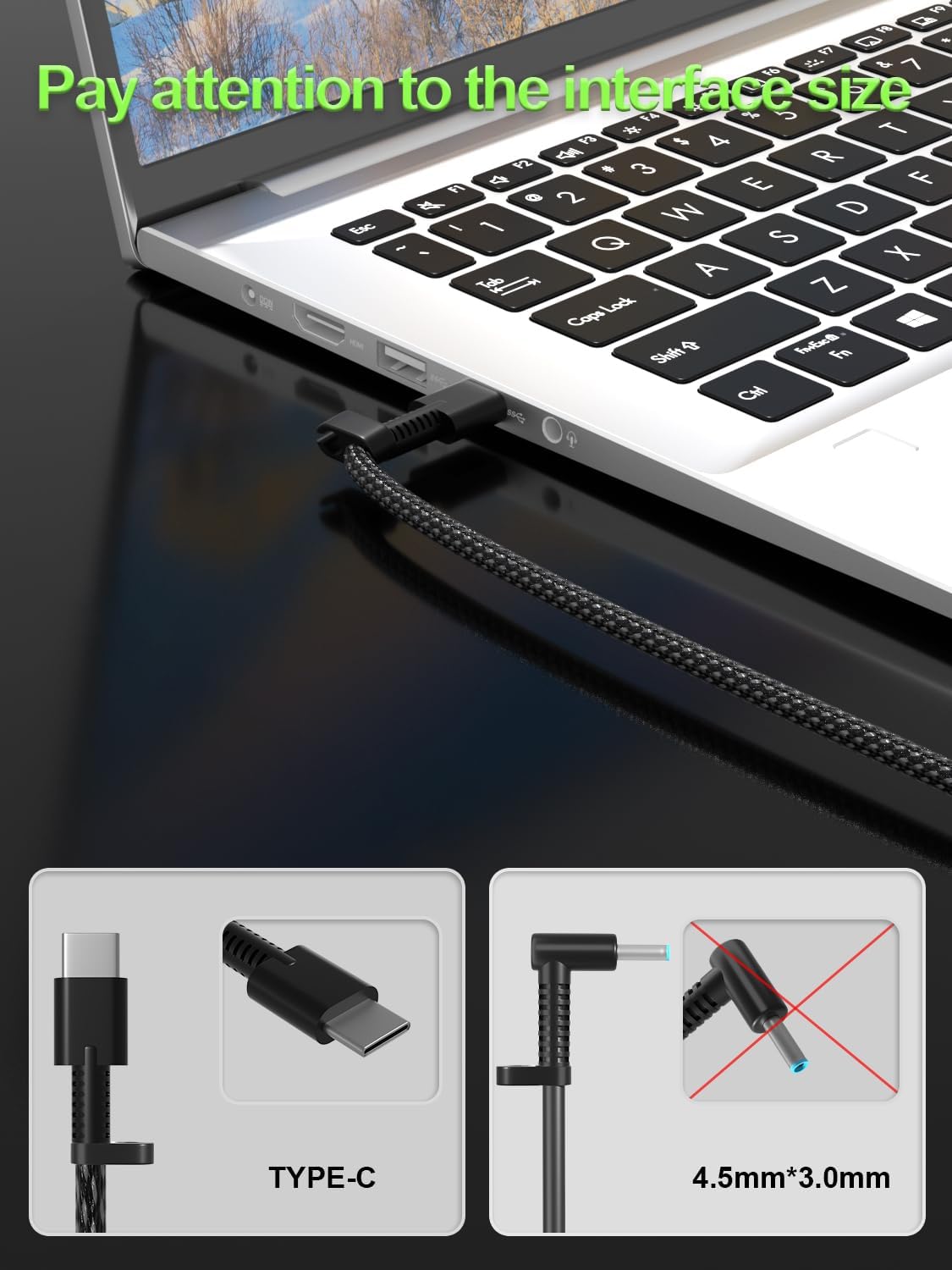 Slim 65W USB-C Charger Compatible with HP Elitebook, Spectre, Envy, ProBook, Pavilion, Fortis, OmniBook,ZBook Firefly, Elite x2, Chromebook X360 Laptop Travel Fast Charging Adapter