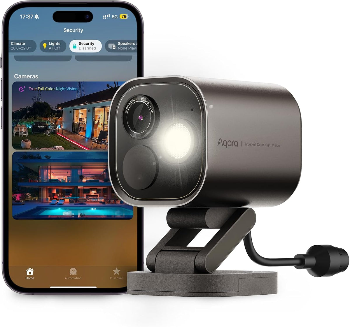 Aqara 4MP Camera Hub G5 Pro PoE, True Color Night Vision Security Camera Outdoor, HomeKit Secure Video, Thread Border Router, Local Detection, Thread/Zigbee, Supports Alexa, Google, Smartthings, White