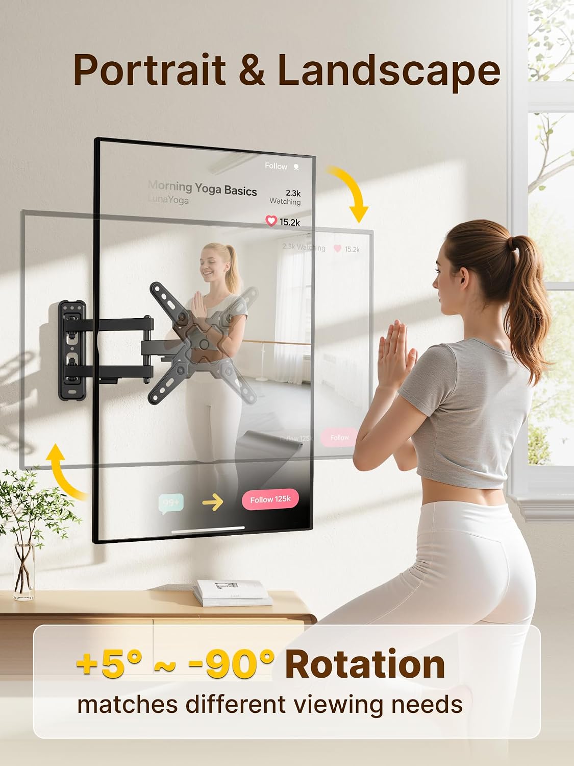 monTEK Full Motion Small TV Wall Mount for 13-43 Inch TVs up to 44 lb | ±90° swivel, +5°/-15° tilt, landscape/portrait rotation; extends 14.6 in, 4X load tested, VESA 200x200 mm, single-stud mount