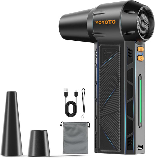 Compressed Air Duster 300000RPM Powerful Electric Air Duster Rechargeable | Compressed Air Duster with LED Light and Brushless Motor 4-Gear Cordless Mini Air Blower for Keyboard,Computers, Car,Outdoors