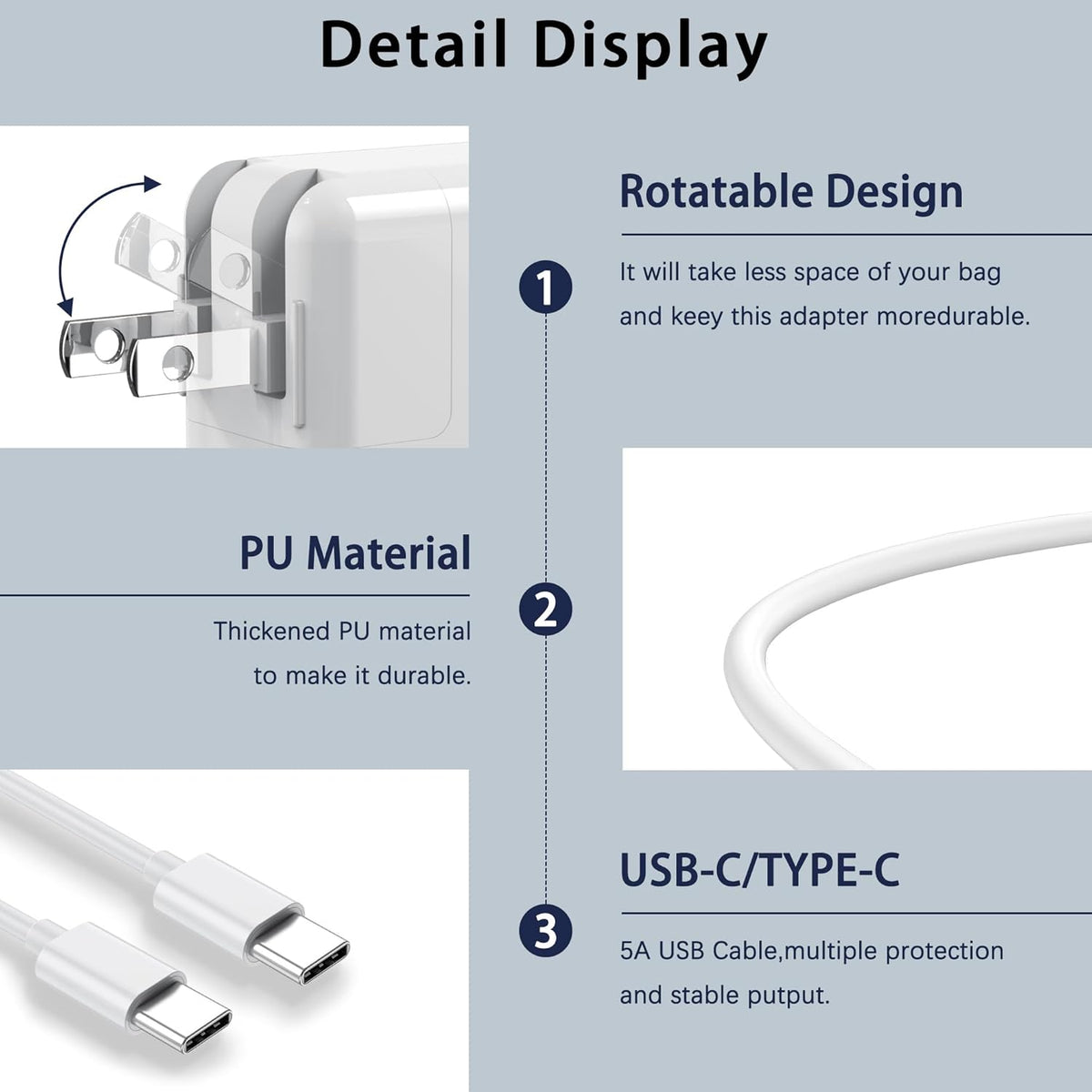 100W GaN USB C Laptop Charger for MacBook Pro/Air Power Adapter | Compatible with MacBook Pro/Air M1-M5, 13-16 Inch, iPad Pro, Samsung Galaxy and more USB-C devices with foldable plug