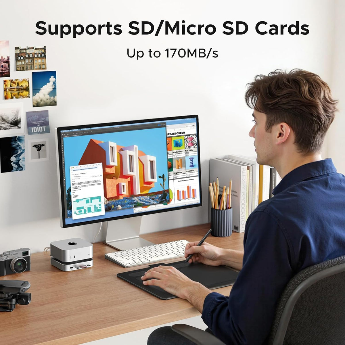 UGREEN Mac mini M4 Dock DP Hub 4K@144Hz with NVMe Enclosure | 10G USB-A/C, SD/TF slots, audio port, M.2 NVMe enclosure, for Mac mini M4/M4 Pro 2024