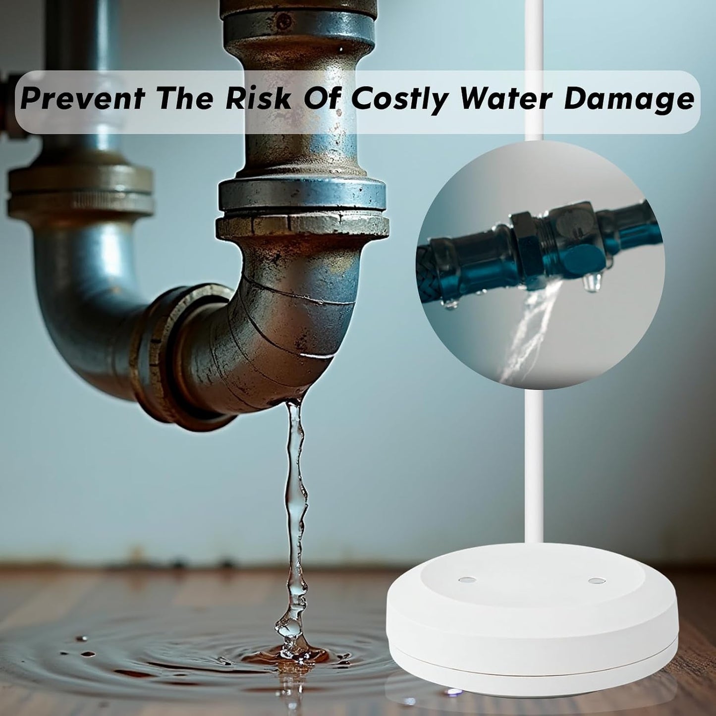 Water Leak Detector for Home, for 3/4-Inch Diameter Pipe | Water Alarm Leak Detector with Automatic Shutoff, Includes Leak Sensor and Water Valve, Protect Your Home from Water Damage