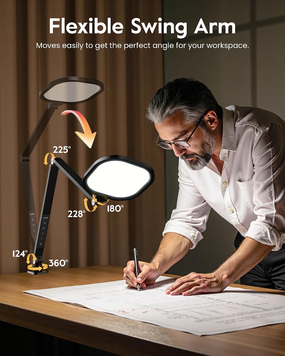 LitONES LED Desk Lamp for Home Office with Clamp and Remote | Professional Eye-Caring Lighting, 30 Modes, Memory, For Zoom Meeting, Streaming, Recording, Video Call, 2000LM, CRI 97.8