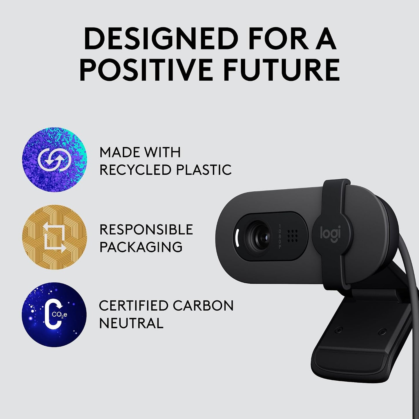Logitech Brio 105 Full HD 1080p Business Webcam with Auto-Light Balance | 1080p with auto-light correction, built-in mic, privacy shutter, USB-C, compatible with Teams, Google Meet, Zoom and more