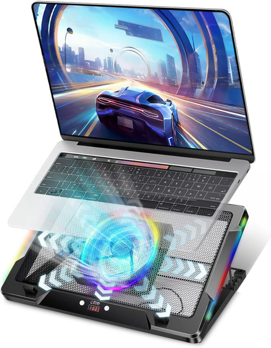 G-STORY Laptop Cooling Pad, RGB Movable Fan Auto Speed Adjust Fit 12-17.3"