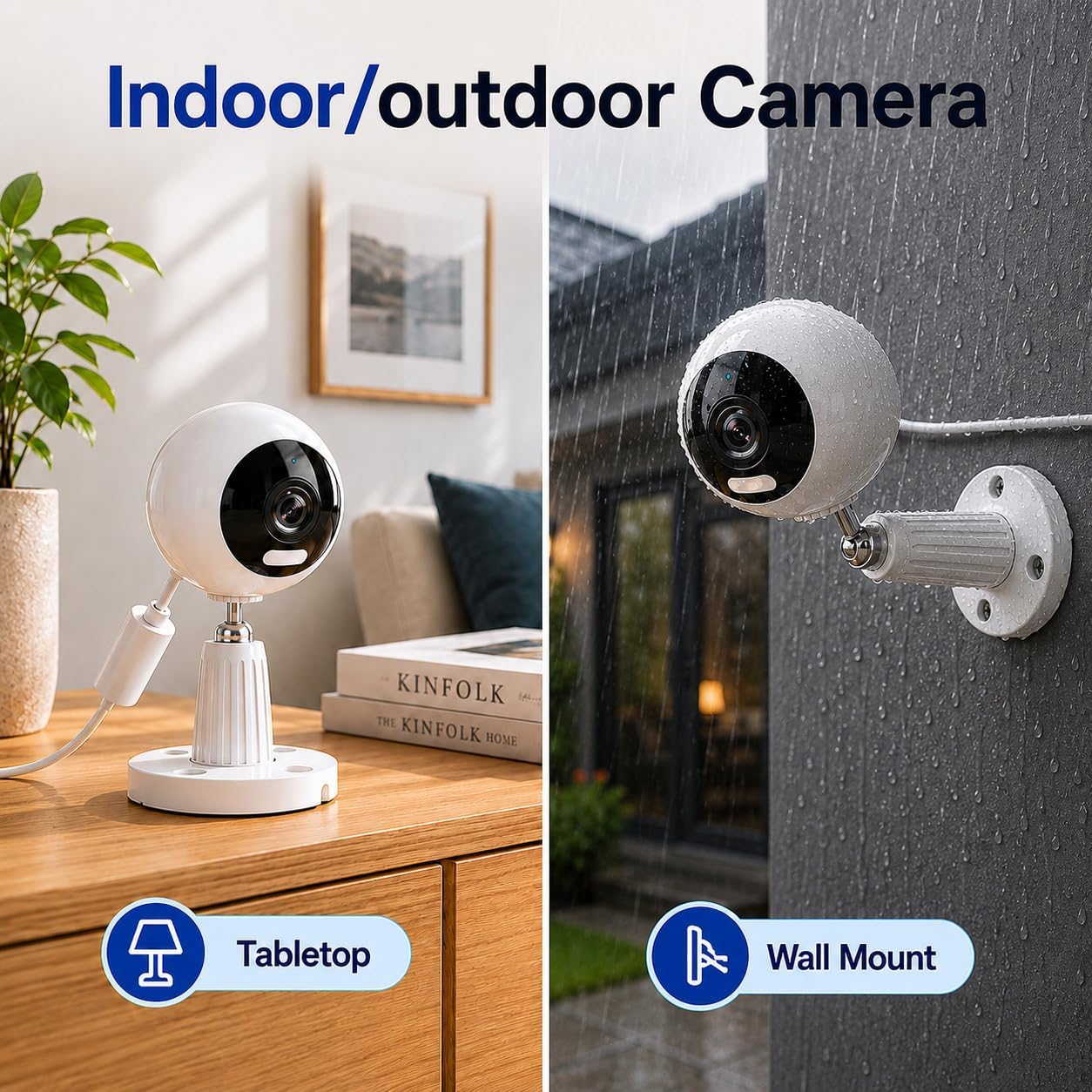 3MP Cameras for Home Security, Outdoor Indoor Camera for Baby Monitor/Dog/Elder, Motion Detection, Color Night Vision, 5G/2.4G WiFi, 2-Way Audio, Plug-in, SD/Cloud Storage, 2 Pack