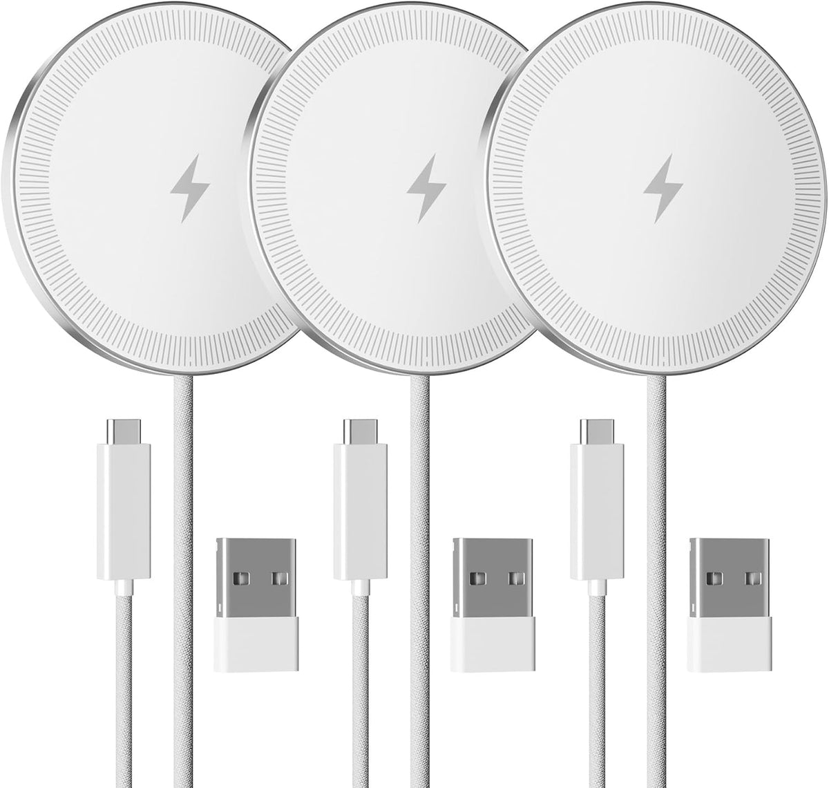 15W Wireless Charger for Apple MagSafe Charger, Magnetic Fast Charging Pad | Compatible for iPhone 17 16 15 14 13 12 Pro Max, AirPods-Slim Portable for Desk Bedside and Travel - 3 Pack, White