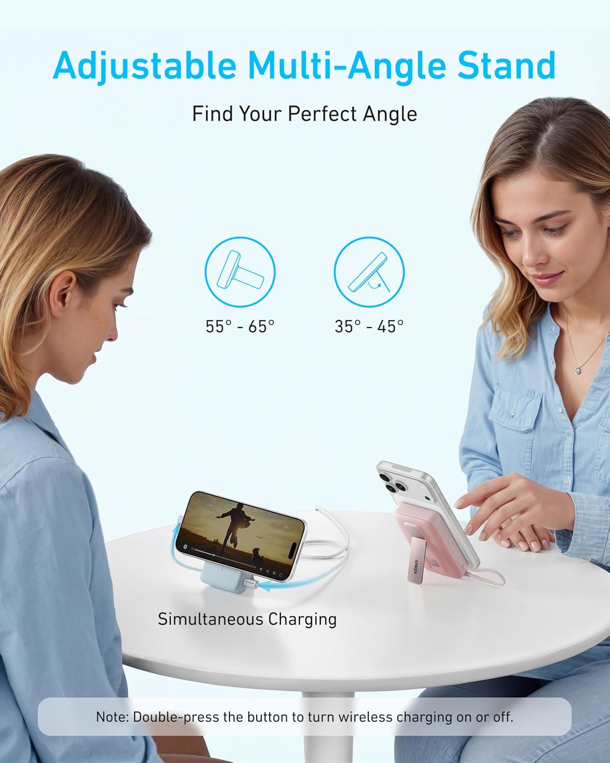 Anker Zolo Magnetic Power Bank, 10,000mAh 30W Wireless Portable Charger | Built-In Right-Angle USB-C Cable, Adjustable Stand, Compact Design, for iPhone 17 / 16 / 15 Series, AirPods, and More