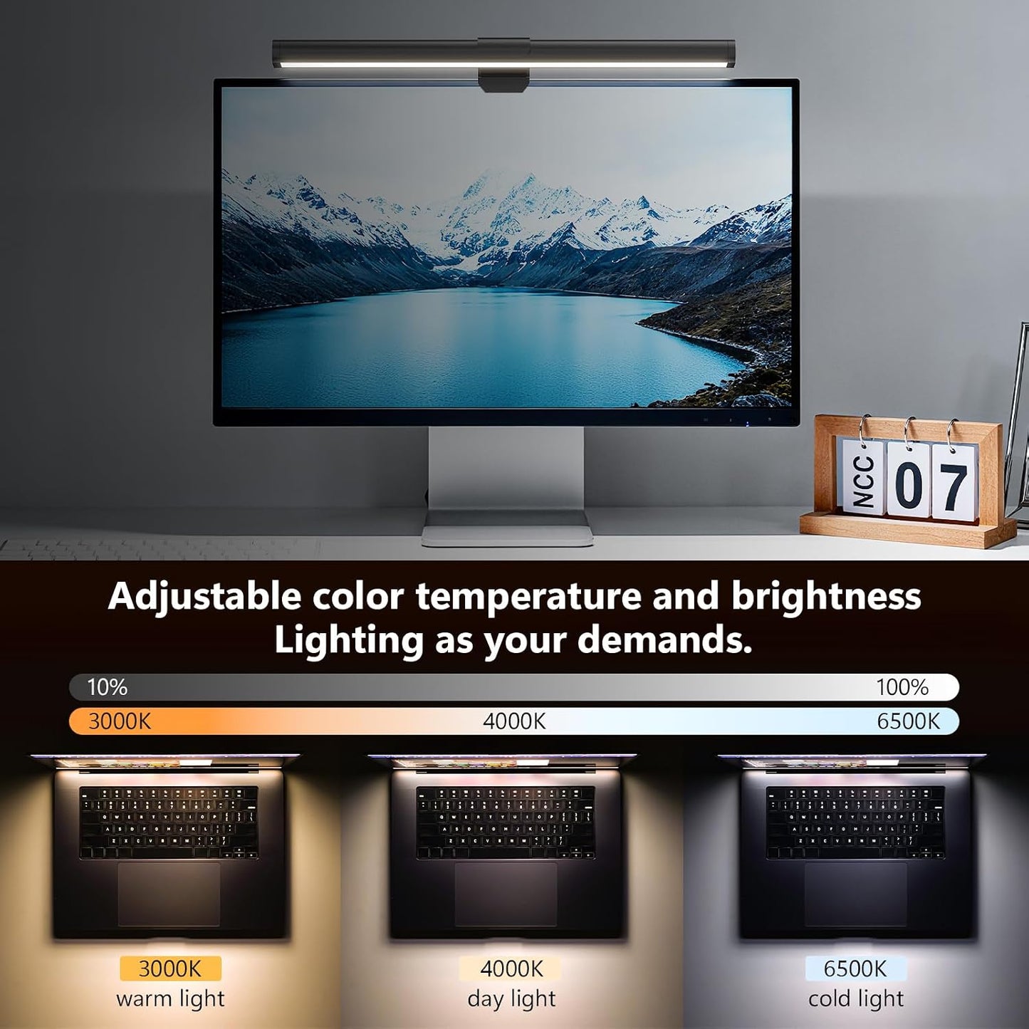 Monitor Light Bar, Eye-Care USB Reading Mnitor lamp, 11.8'' LED Computer Lights with Ultrawide Lighting, 3 Color Temperature Dimmable Desk Light for Home Office Gaming
