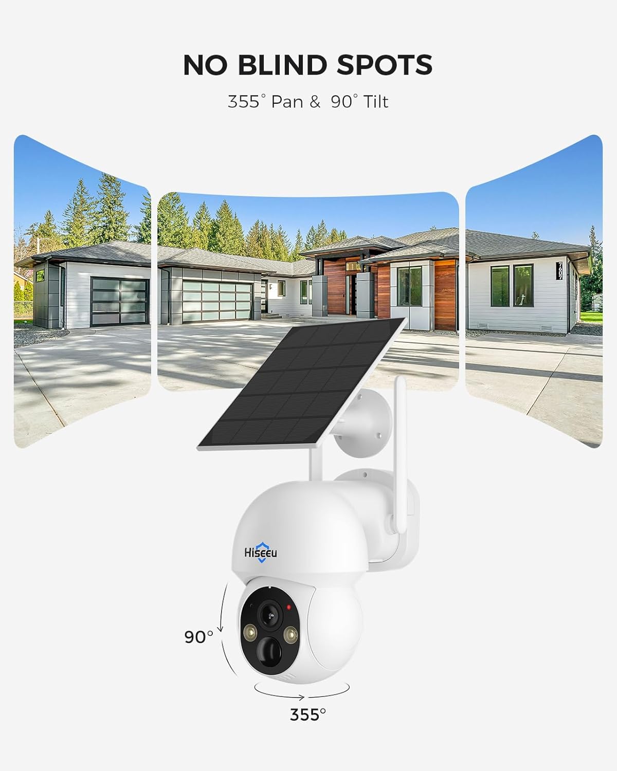 Hiseeu Solar Camera Wireless Outdoor, Home Security Camera System,500GB HDD