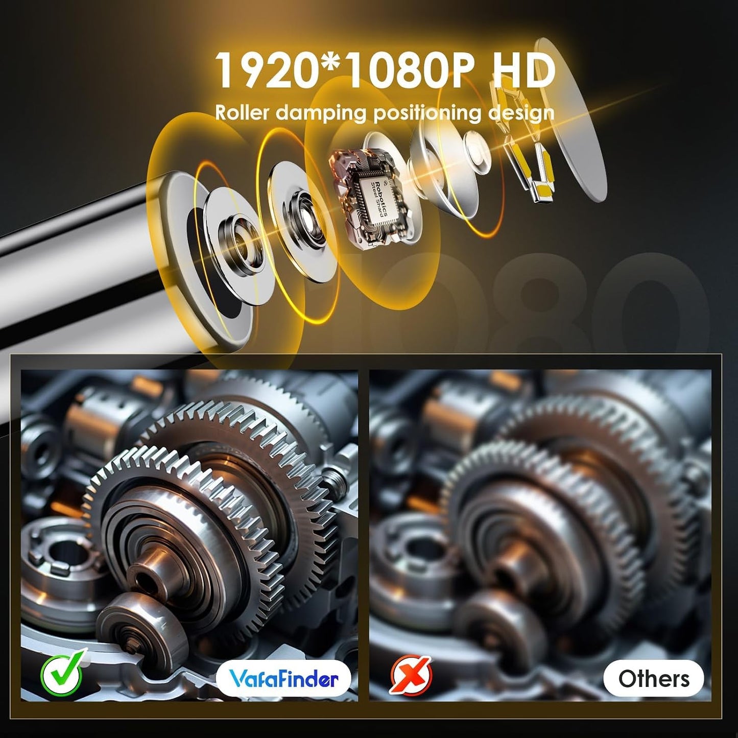 Two-Way Endoscope Camera with Light [360°Rotation],1080P HD,Borescope for iPhone IP67 Waterproof Automotive Engine Plumbing HVAC Inspection 6.2 mm Lens Industrial