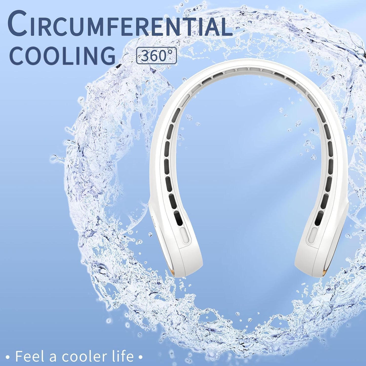FrSara Neck Fan, Portable Personal Fan Strong Wind, 4000mAh, 360° Cooling | Air Volume, No Hair Twisting, Air Volume On 2 Sides, Non-Slip, Quick Charge, Long Use Time, Birthday Gift for Women, Dad, Men