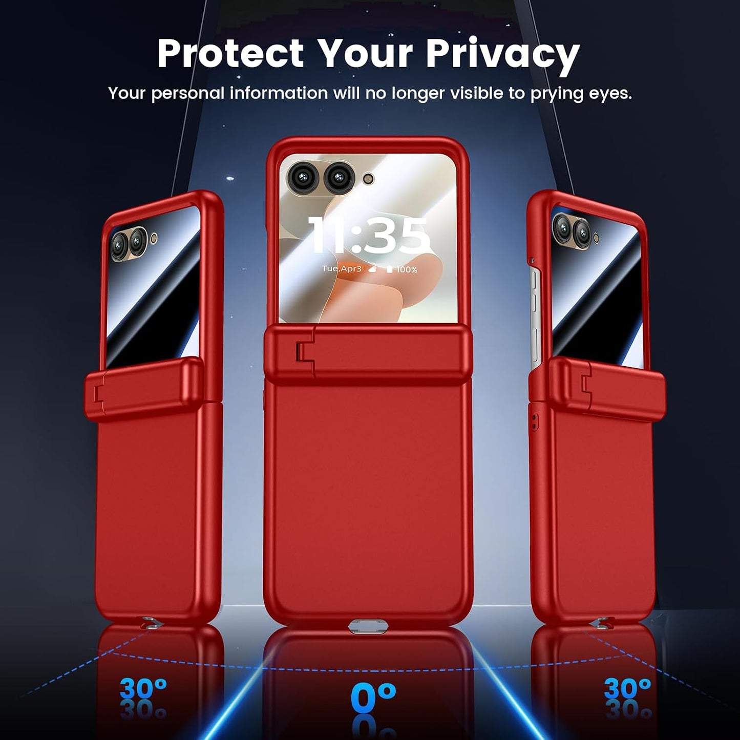 VEGO for Motorola Razr 2026/2025/2024 Case, Compatible with MagSafe Red | Hinge Protection & Kickstand & Privacy Screen Protector, Magnetic Slim Hard PC Protective Cover for Moto Razr 2026 - Red