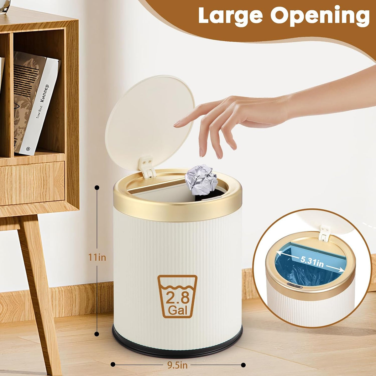 Automatic Bathroom Trash Can with Lid,Motion Sensor Trash cans Smart