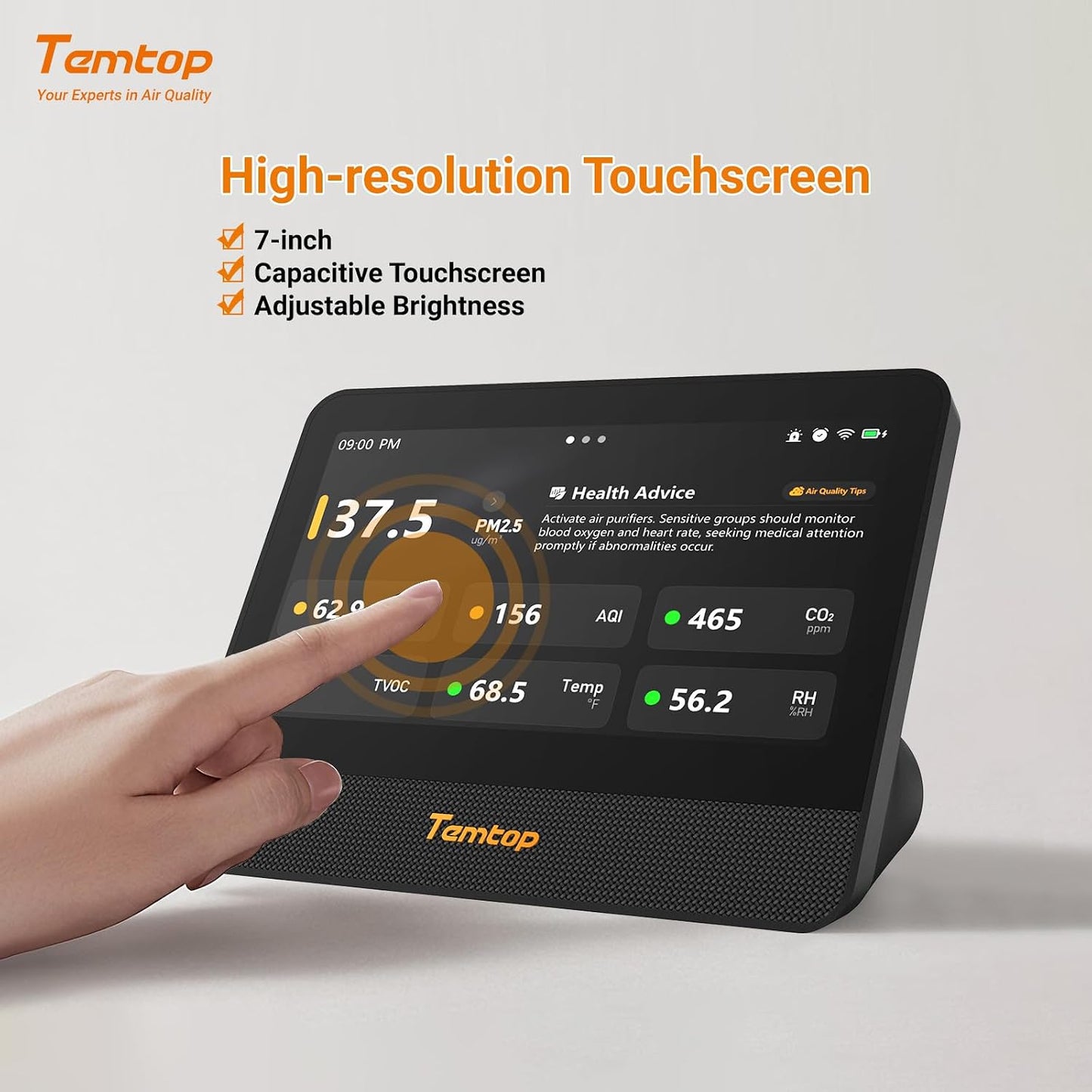Temtop Ultimate Air Quality Monitoring System: M100 2nd Gen Master Unit with P1 (PM2.5/PM10) & P2 (CO2/PM2.5/PM10) Sensors for Comprehensive Whole-Home Coverage & Smart Insights
