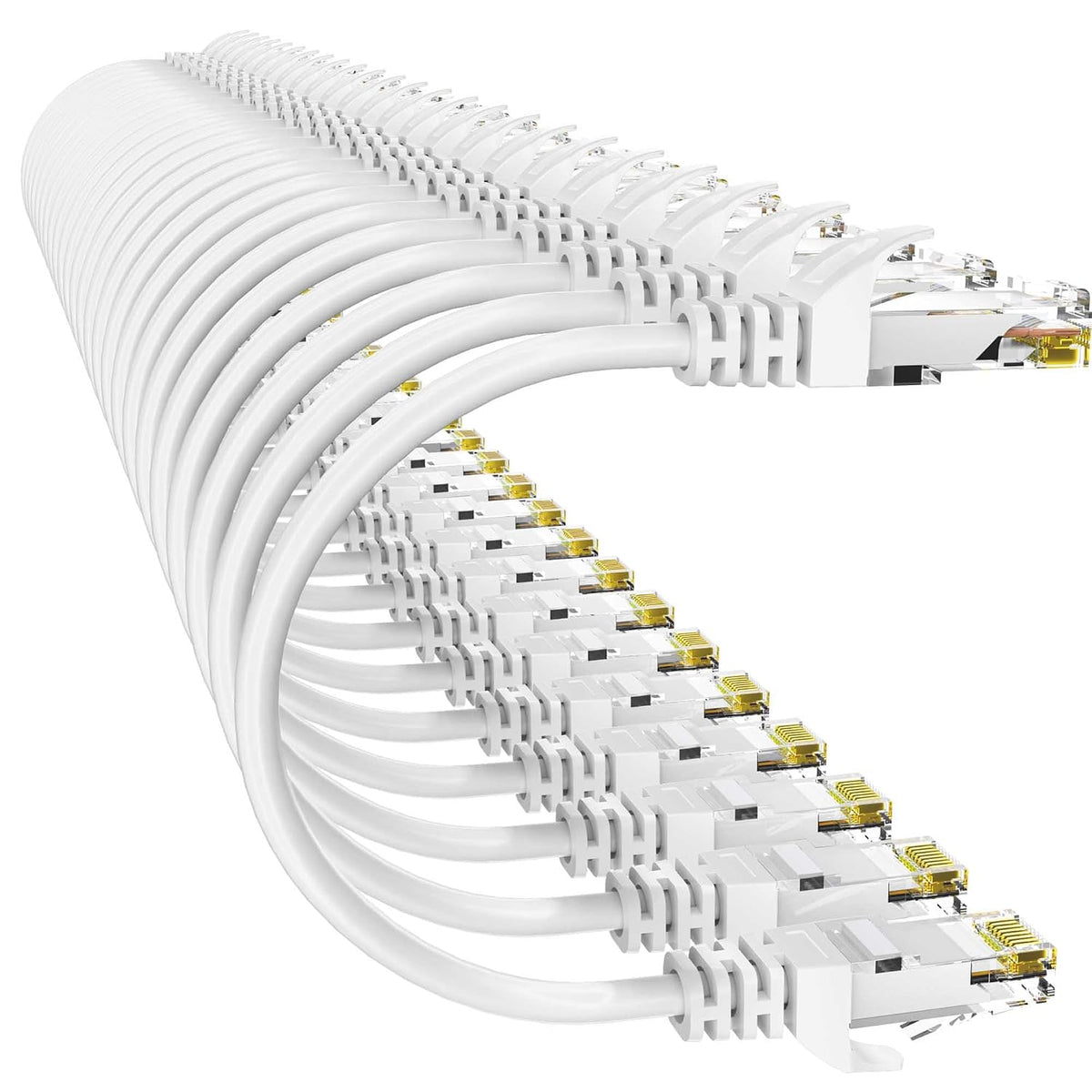 Cat 6 Ethernet Cable 50FT 10Pack, Cat6 Ethernet Patch Cable 10Gbps, High-Speed UTP Cat6 Network Cable Pure Copper, Cat 6 Cable for Home and Office Network, Black