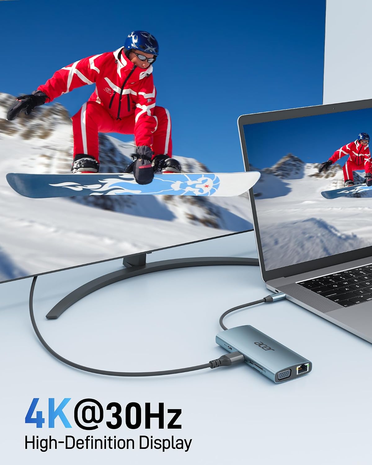 Acer USB C Hub with 4K HDMI, 9-in-1 Laptop Docking Station with 1080P VGA
