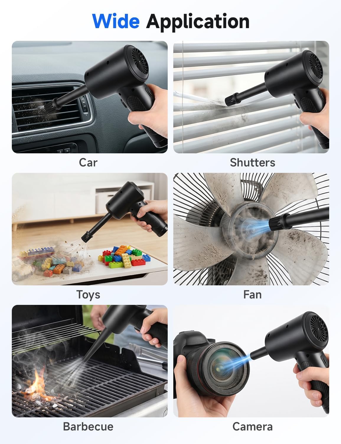 Compressed Air Duster,100000RPM Electric Air Duster for Computer Keyboard | Rechargeable Cordless Air Blower with LED Light, Fast Charge Portable Air Can for PC Cleaning