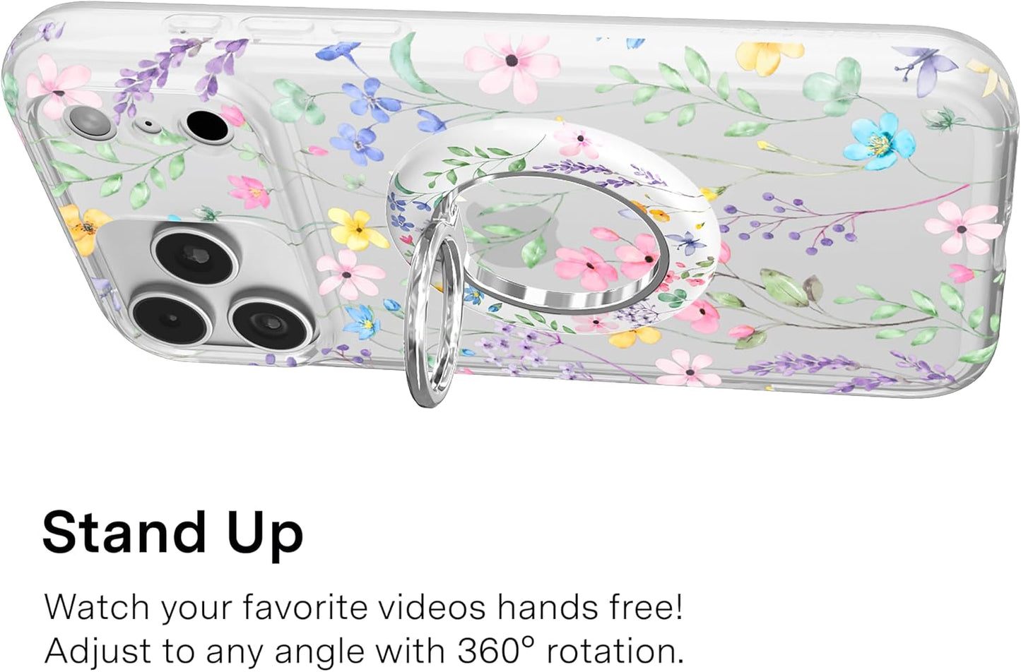 VELVET CAVIAR Compatible with MagSafe Phone Grip 2.0 | Cute Magnetic Ring Holder | Finger Loop Kickstand | Pop On Accessory for iPhone 17, 16, 15, 14, 13, 12 | Enchanted Floral