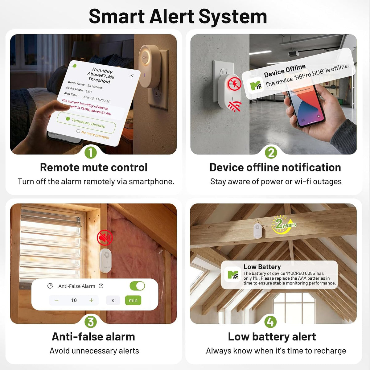 MOCREO 2000ft Remote Temperature Humidity Monitor, 3 Sensors, Freeze Alert
