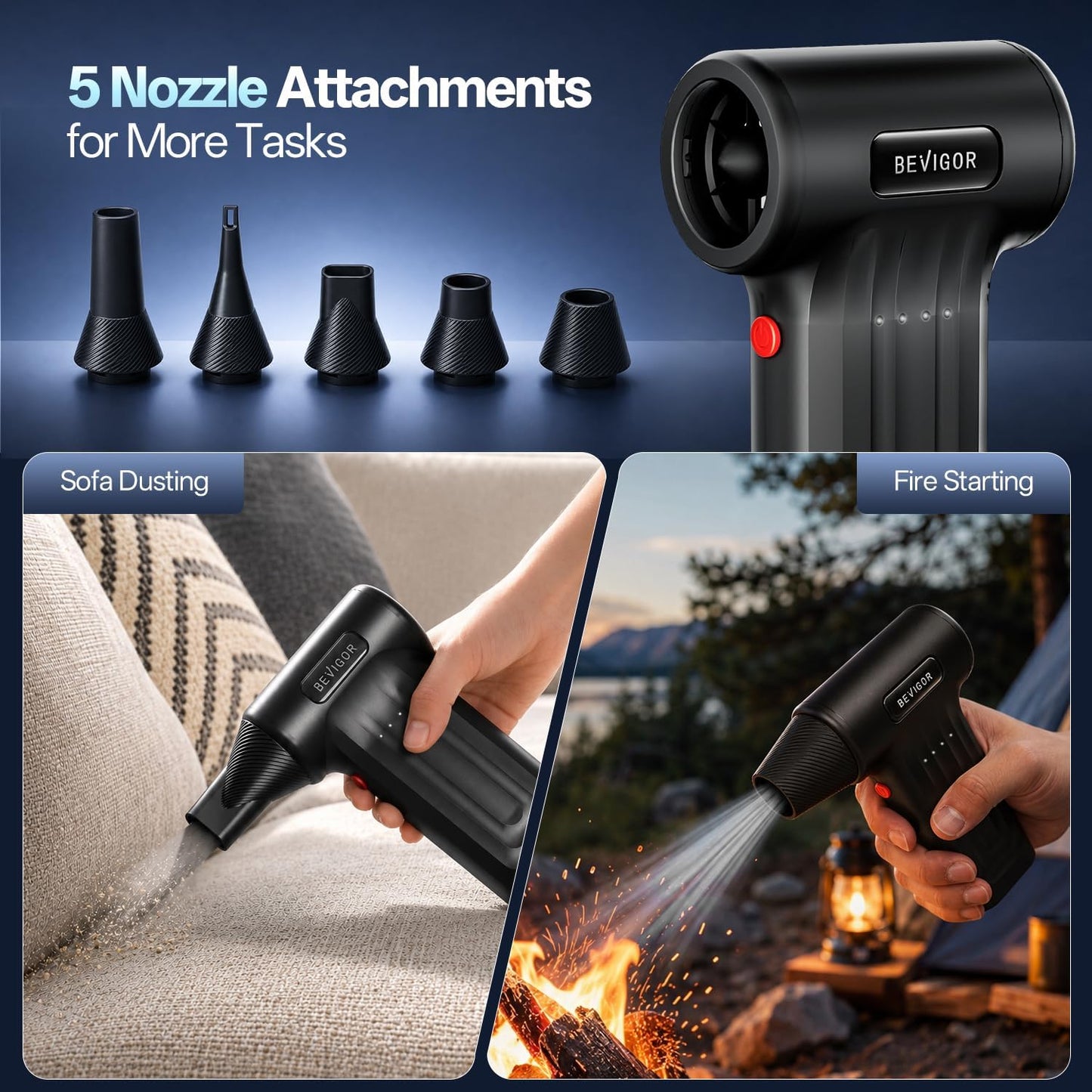 Compressed Air Duster - 8400 mAh Rechargeable Cordless Air Duster | 30 Min Lasting Turbo Fan, 110K RPM Brushless Motor, Rechargeable Dust Blower with 4-Speed, for PC Computer Keyboard, HF99