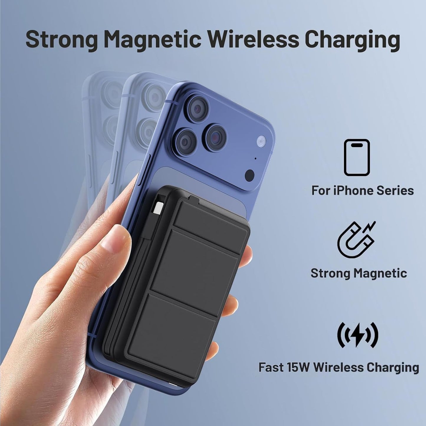 Azmuth for MagSafe Portable Charger, 10000mAh Magnetic Power Bank | 20W PD Fast Charging Magnetic Travel Charger with Dual USB-C LED Display for iPhone 17/16/15/14/13/12 Series