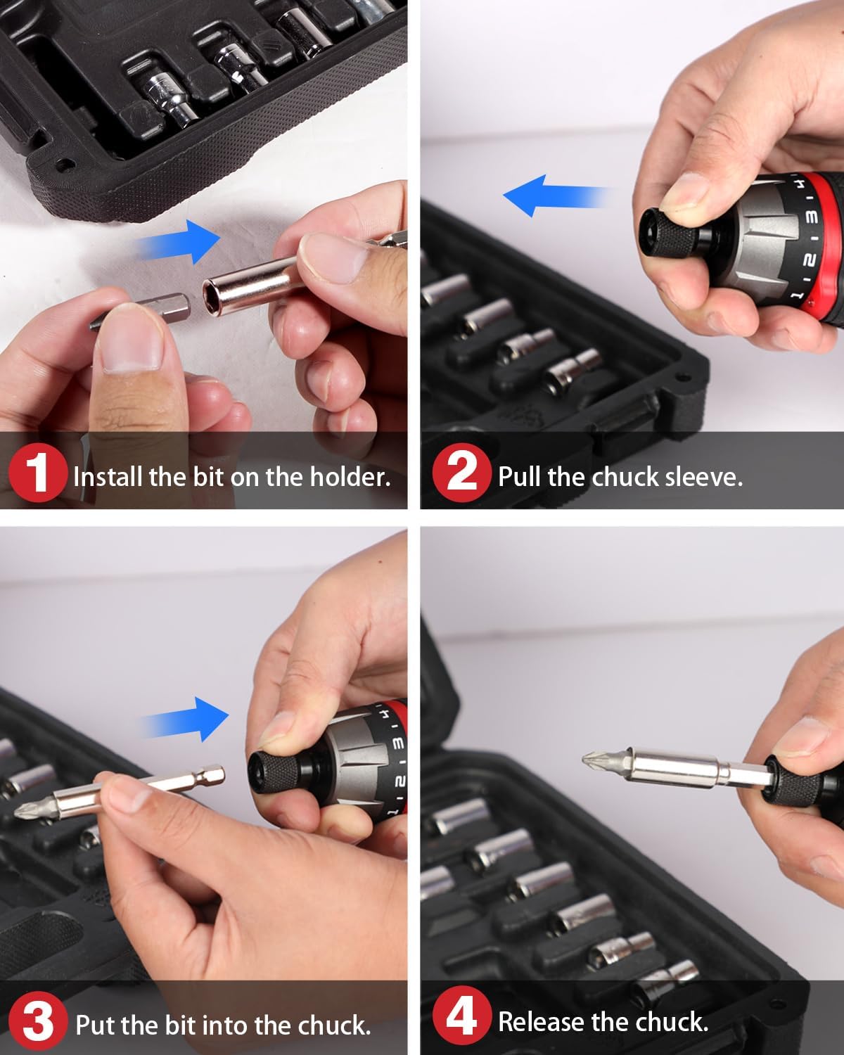 AVID POWER 4V Electric Cordless Screwdriver Set 5.65Nm 44 Bits with Case | 5.65Nm, 5+1 Torque Settings, 2-Position Handle, 44 Accessories, LED Light, for Precision Assembly & Furniture Installation