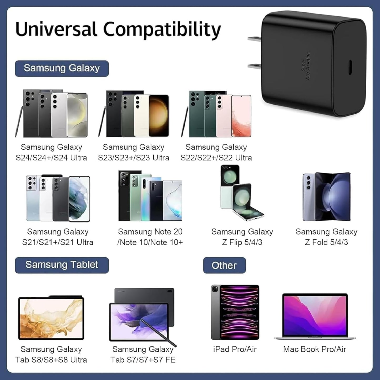 S24 S25 S23 A16 Samsung Charger Super Fast Charging 45W USB C Super Fast Charger with 6FT Type C Charger Cable Cord for Samsung Galaxy S25/S24/S23/S22/Ultra/Plus/FE,Galaxy Tab S9,Z Fold/Z Flip,A55,A15