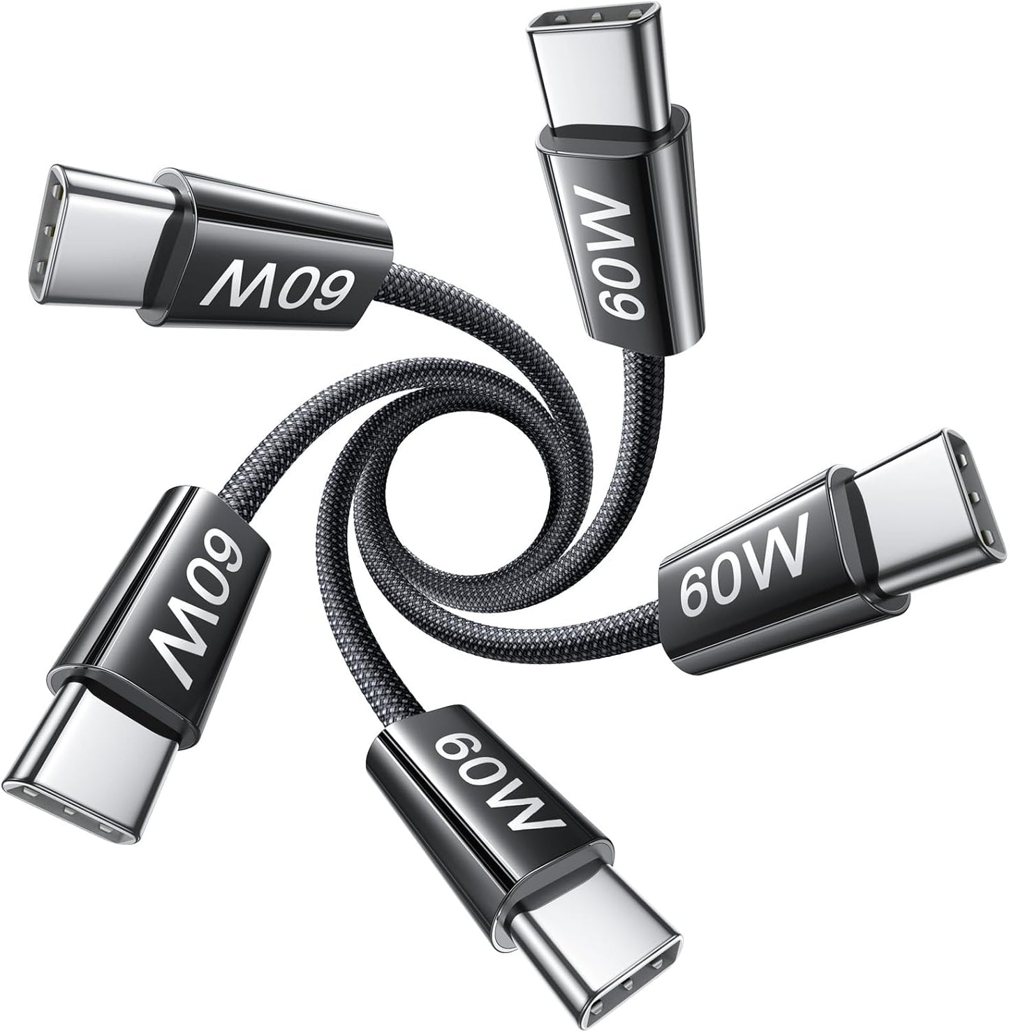 LISEN USB C Cable, 5-Pack [3.3/3.3/6.6/6.6/10FT] USBC to USBC Cable for iPhone 16e 15 Pro Max Charger Cord, 60W (3.1A) C to C Cable Fast Charging for Samsung S25/S24/23, Switch 2, iPad, MacBook