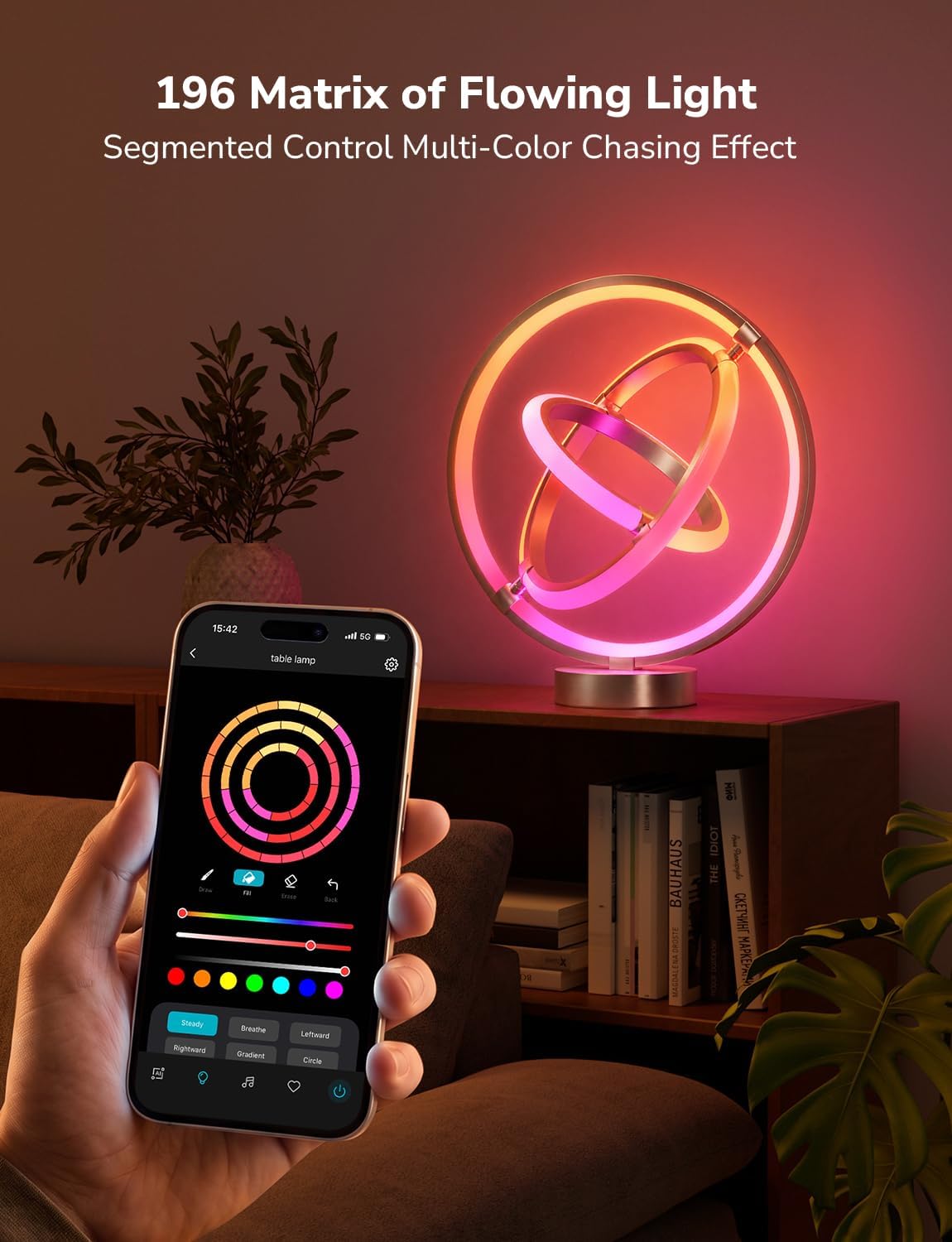 Lepro TB1 AI Smart Table Lamp, RGB+IC Addressable Color Changing Desk Light Alexa Google Home Enable, Music Sync, DIY Endless Scenes, APP Control Cool LED Lamp for Room Decor Ambient Lighting, 2.4 GHz